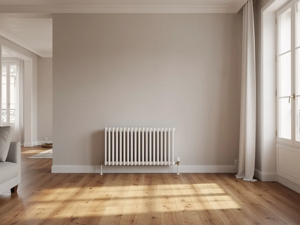 Séjour fraîchement rénové, mur périphérique doublé puis repeint